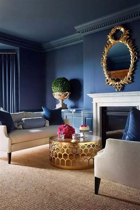 navy blue walls living room.